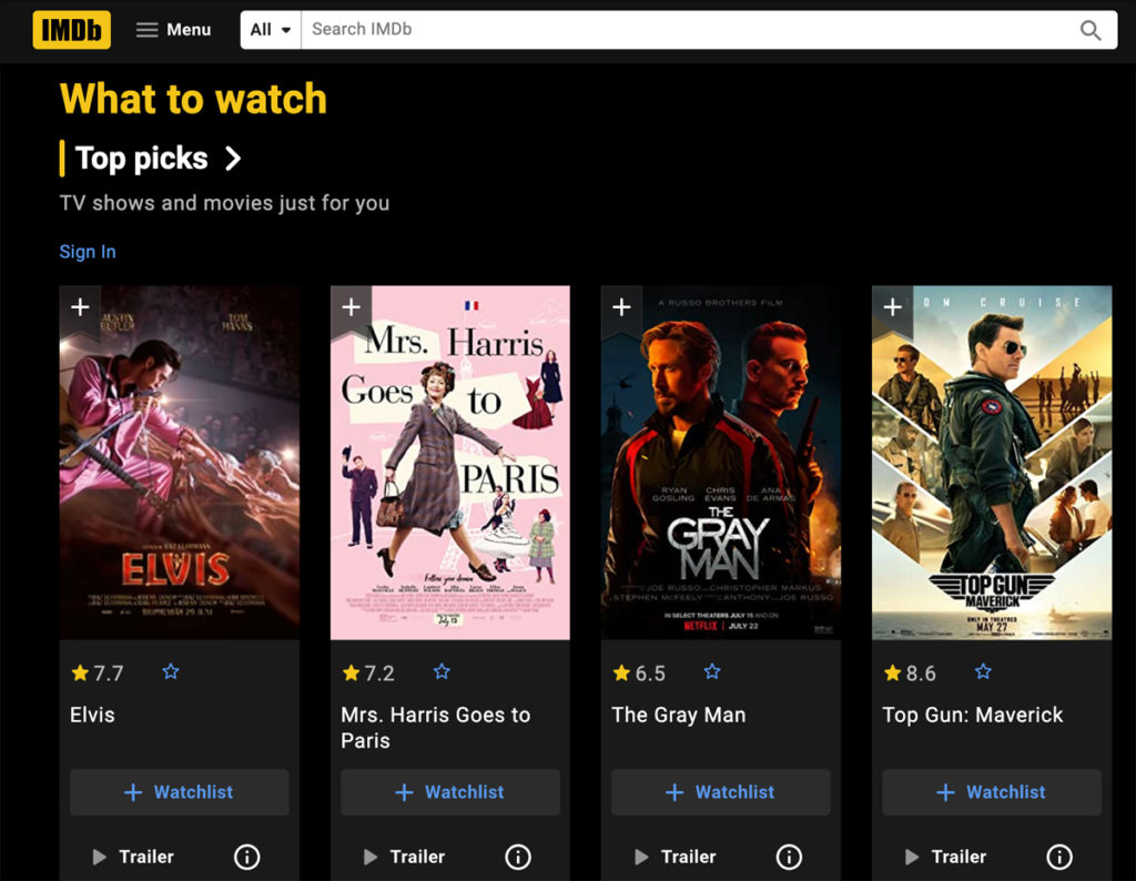 Bion redovisar IMDB-betyg på filmerna vi visar
